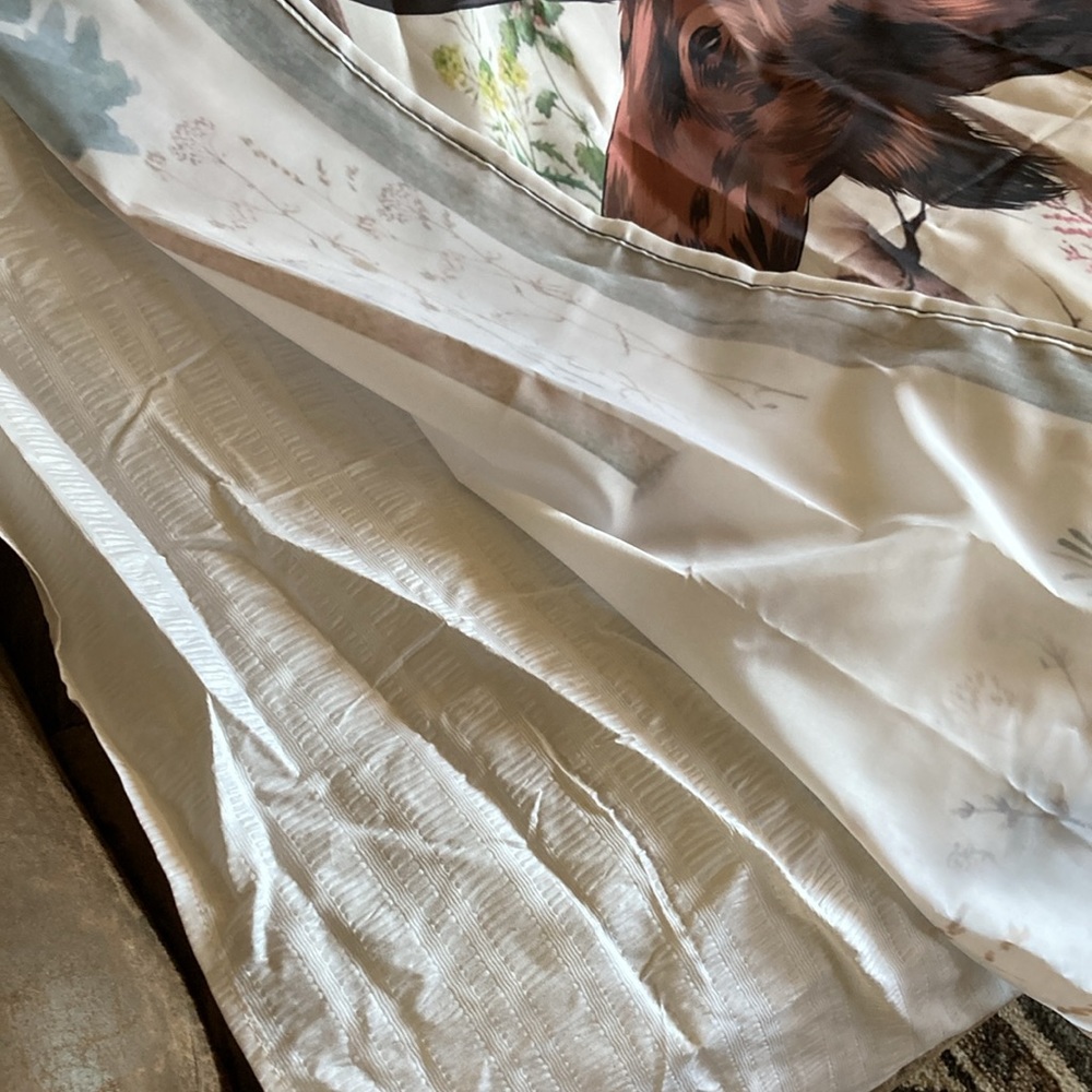 NWOT Bear/Moose Shower Curtain w/Cloth Liner & Hooks - Picture 2 of 4